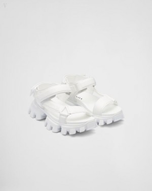 Prada Acolchado Nappa Cuero Deporte Sandals Blancos | FSST5350