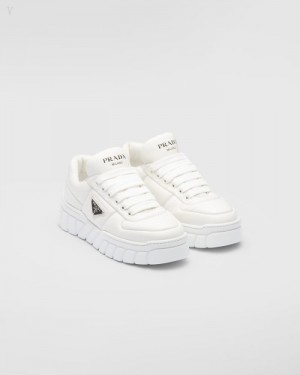 Prada Acolchado Nappa Cuero Sneakers Blancos | ZFHY5041