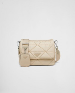 Prada Acolchado Re-nylon Shoulder Bag Beige | FIXY3614