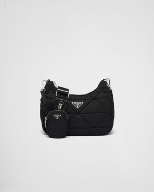 Prada Acolchado Re-nylon Shoulder Bag Negros | UKBT4465