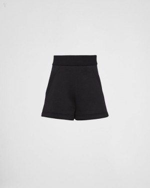 Prada Algodon Fleece Shorts Negros | UZFD6542
