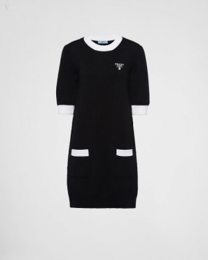 Prada Algodon Mini-dress Negros Blancos | BXZL0439