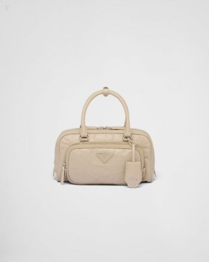 Prada Antique Nappa Cuero Multi-pocket Top-handle Bag Beige | KCQF2863