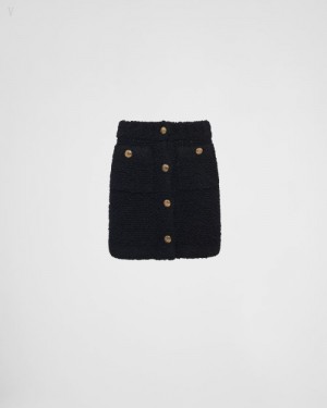 Prada Bouclé Mohair Miniskirt Negros | XQZE4150