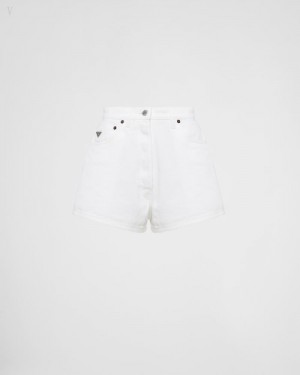 Prada Bull Denim Shorts Blancos | DPEC5575