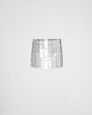 Prada Chainmail Maxi-sequin Miniskirt Plateados | KKZK8801