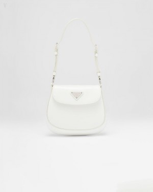 Prada Cleo Brushed Cuero Mini Bag Blancos | MDCF1829