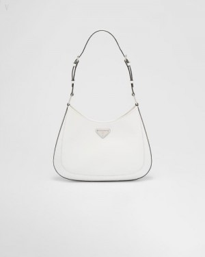 Prada Cleo Brushed Cuero Shoulder Bag Blancos | HVWX8043