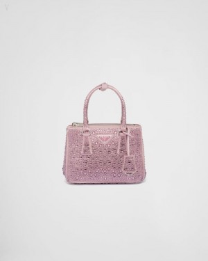 Prada Crystals Galleria Satin Mini-bag Rosas | RPVV1111