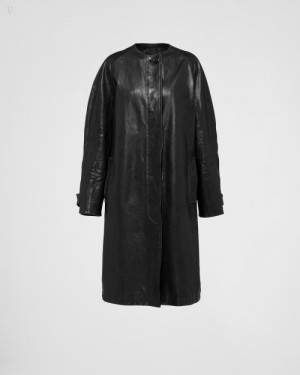 Prada Cuero Coat Negros | SPUR5589