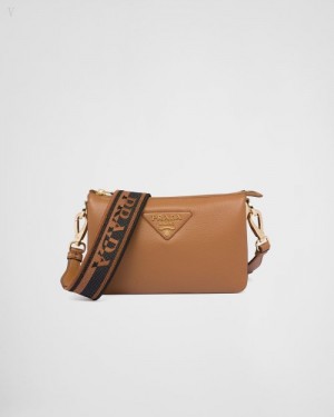 Prada Cuero Shoulder Bag Caramel | BLOF6652