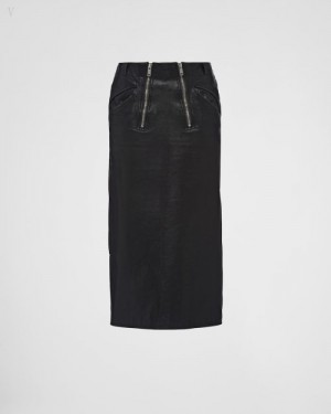 Prada Cuero Skirt Negros | ZYTP7277