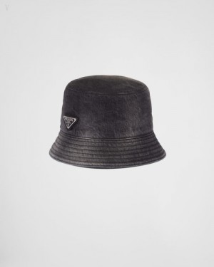 Prada Denim Bucket Hat Negros | TINP8563
