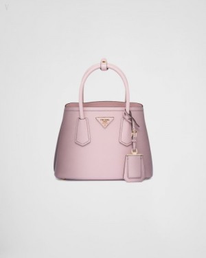Prada Double Saffiano Cuero Mini-bag Rosas | AUGE1471