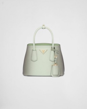 Prada Double Saffiano Cuero Mini-bag Turquesa Claro | FQCY5114