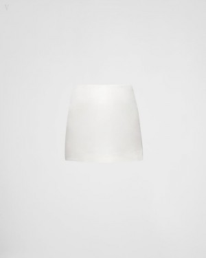 Prada Double Satin Miniskirt Blancos | DILB2377