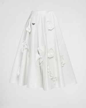 Prada Embroidered Satin Midi-skirt Blancos | BHYP2014