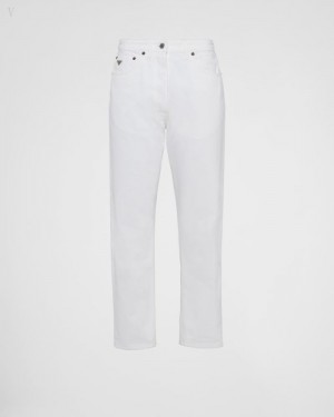 Prada Five-pocket Bull Denim Jeans Blancos | QQVY8212