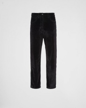 Prada Five-pocket Velvet Denim Jeans Negros | HESJ6496