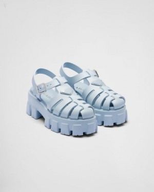 Prada Foam Rubber Sandals Azules Claro | GVEG4002