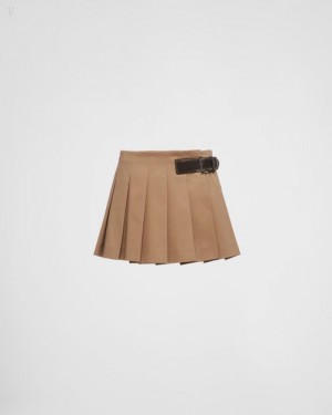 Prada Gabardine Miniskirt Kaki | BWFL7182