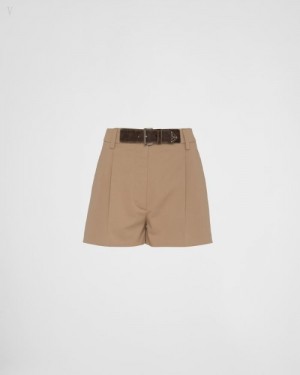 Prada Gabardine Shorts Kaki | SJXC3930