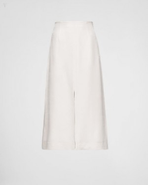 Prada Garment-dyed Silk Twill Midi Skirt Blancos | BUPV8165