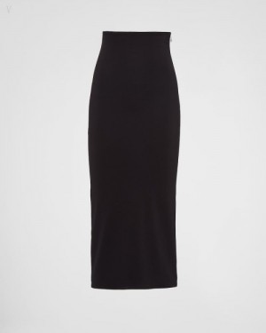 Prada Jersey Skirt Negros | MWKP6537