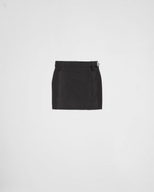 Prada Kid Mohair Miniskirt Negros | OKAX4154