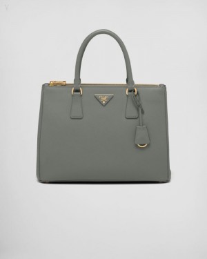 Prada Large Galleria Saffiano Cuero Bag Grises | TASN2305