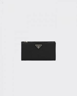 Prada Large Saffiano Cuero Wallet Negros | ZCHY8960