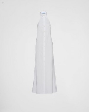 Prada Long Poplin Shirt-dress Blancos | XPCQ5284
