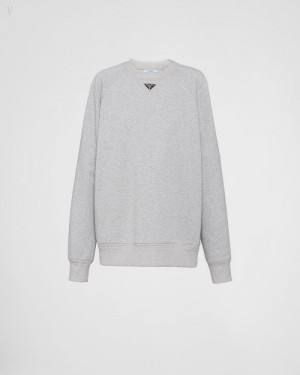 Prada Long-sleeved Algodon Sweatshirt Grises | DDQV8955