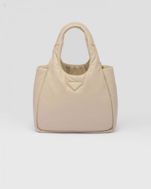 Prada Medium Acolchado Soft Nappa Cuero Bag Beige | SWMK8182