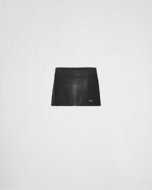 Prada Nappa Cuero Miniskirt Negros | YTOY0565