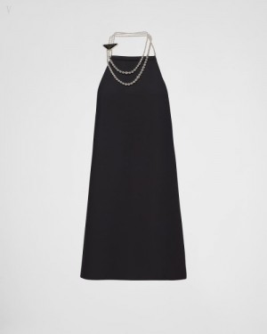 Prada Necklace Cady Mini-dress Negros | CSTM2350