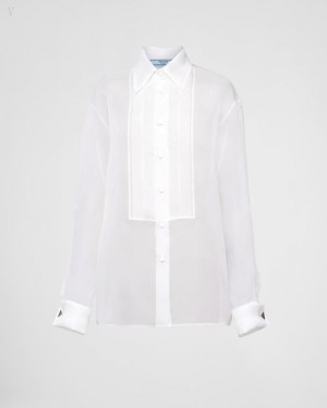Prada Organza Shirt Blancos | YOBY3112