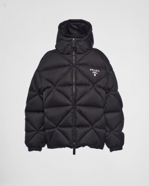 Prada Oversized Re-nylon Gabardine Down Jacket Negros | HFAP9542