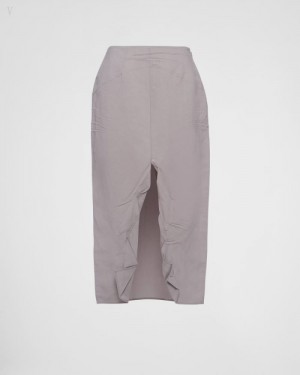 Prada Paper-based Technical Fabric Midi-skirt Grises | FUJN4740