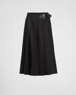 Prada Plisado Re-nylon Skirt Negros | HWNH0791