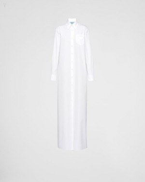 Prada Poplin Chemisier Vestido Blancos | MHVU5712