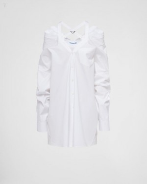 Prada Poplin Mini-dress Blancos | RHBI9299