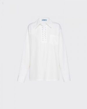 Prada Poplin Shirt Blancos | AREQ8208