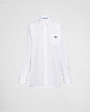 Prada Poplin Shirt Blancos | EHOL8820
