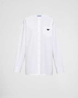 Prada Poplin Shirt Blancos | FESR6414