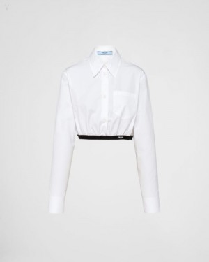 Prada Poplin Shirt Blancos | ZQFU9988