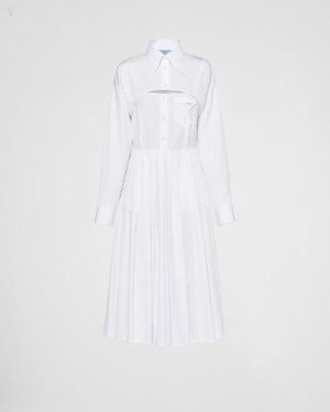 Prada Poplin Vestido Blancos | ENXS4318