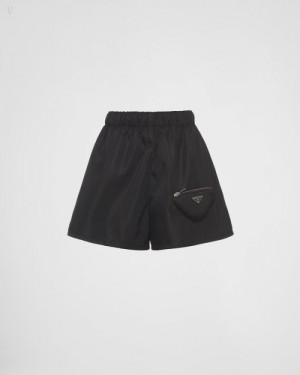 Prada Pouch Re-nylon Shorts Negros | GVLV3882