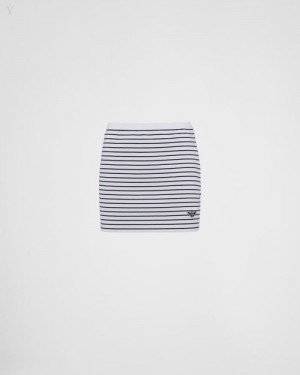 Prada Printed Jersey Miniskirt Blancos Azules | MPAO9416