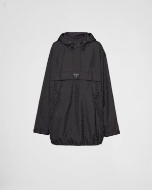 Prada Printed Nylon Blouson Jacket Negros | STUO1510